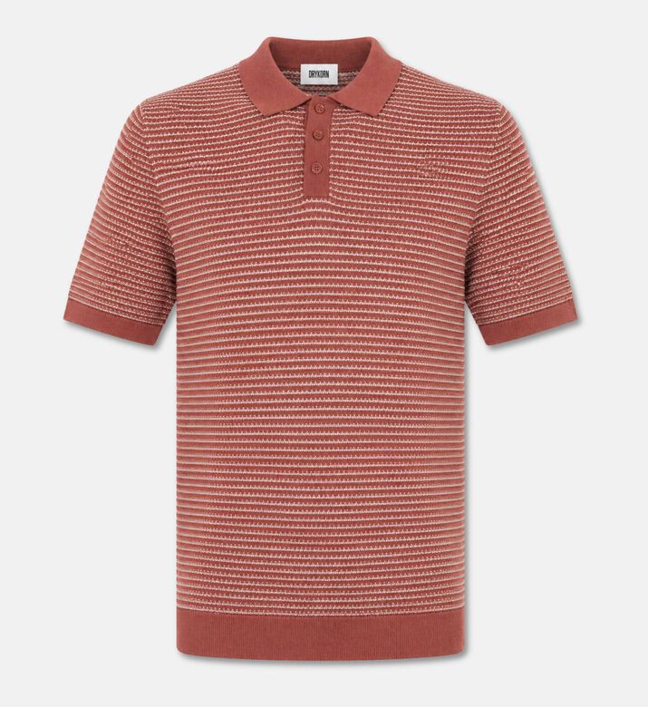 Drykorn Short-sleeve Striped Polo Shirt, Orange, M, Packshot View