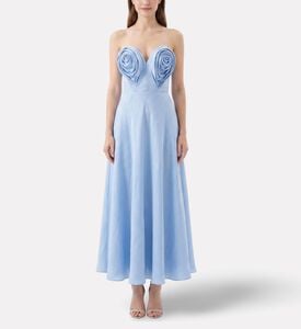 Savanna Linen Draped Sweetheart Dress, Model View