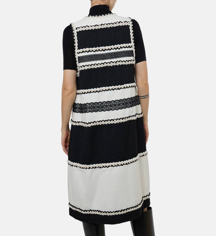 Edward Achour Paris Textured Sleeveless Long Vest, Model View