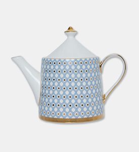 Imperial Gold-tone Handle Spout Blue Lattice Teapot, Packshot View