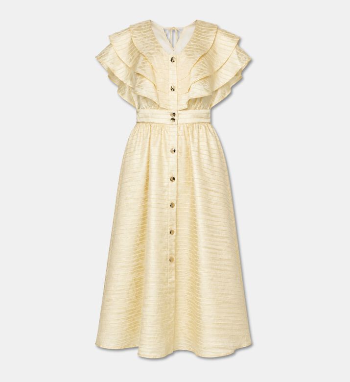 Poca and Poca Ruffled Button-front Short-sleeve Dress, Packshot View