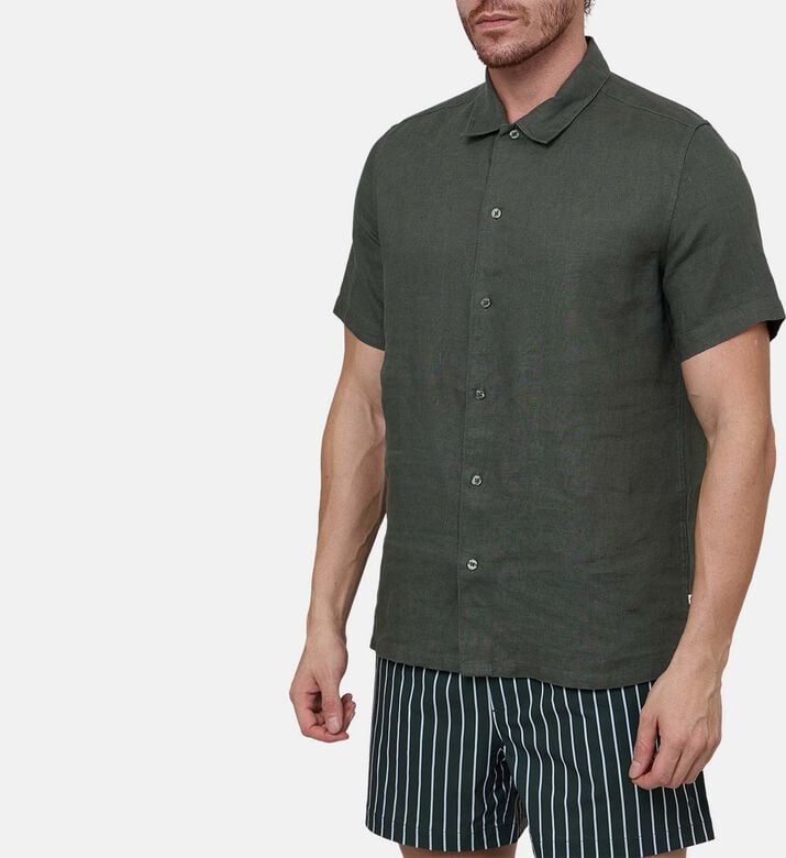 Linen Short-sleeve Classic-fit Shirt