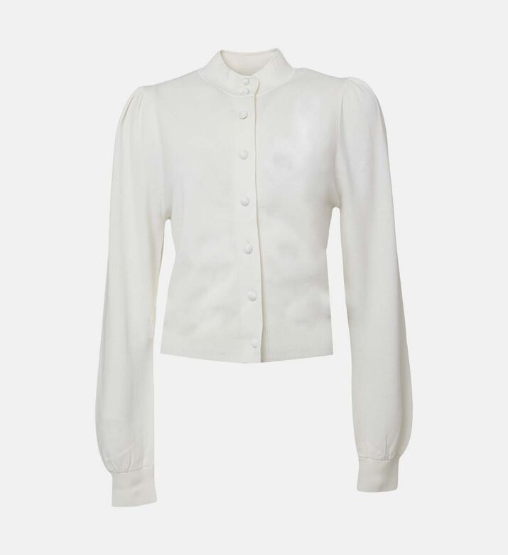 Puff Shoulders Knitted Cardigan