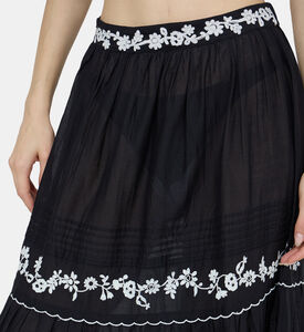 Embroidered Ruffled Maxi Skirt
