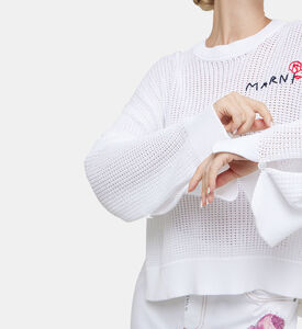 Logo-embroidered Open-knit Jumper