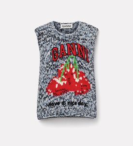 Ganni Knit Logo-embroidery Sleeveless Vest, Packshot View