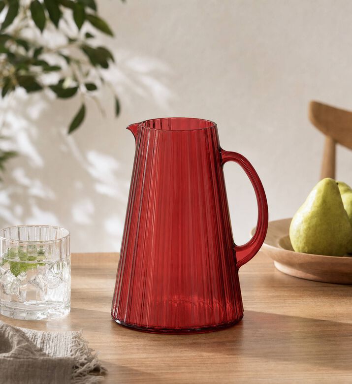 Wd Lifestyle Embossed Colored Acrylic Pitcher, Red, Model View