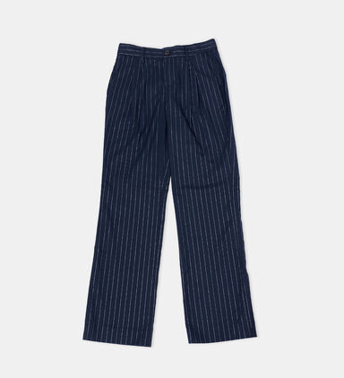 Stripped Pleated Front High-waist Pants