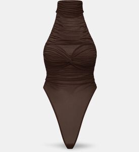 JW PEI Ruched Twist-front Halter Bodysuit, Packshot View
