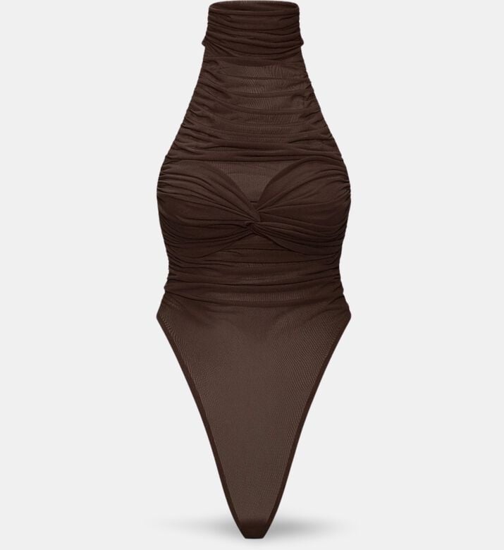 JW PEI Ruched Twist-front Halter Bodysuit, Packshot View