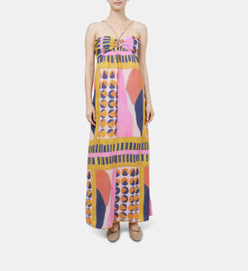 فستان مولي طويل فضفاض بنقشة