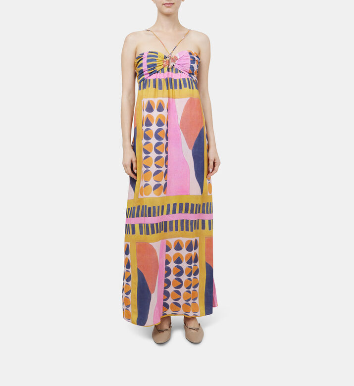 فستان مولي طويل فضفاض بنقشة