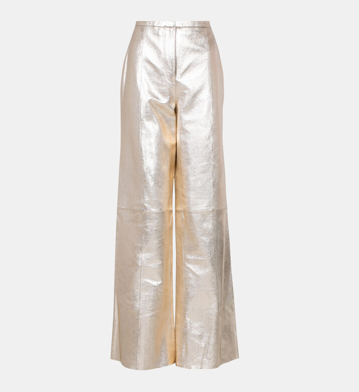 Palazzo Laminated Leather Pants