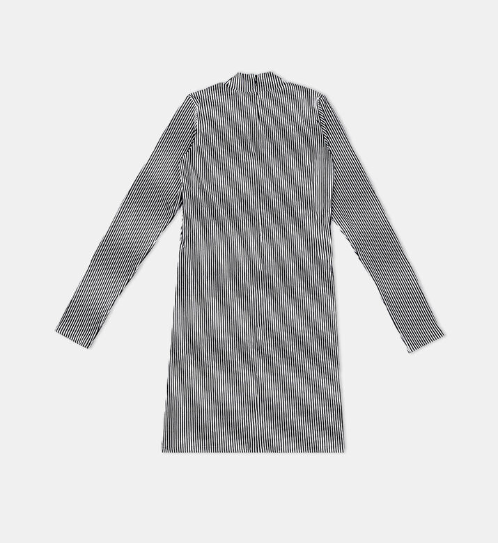 فستان ميدي مخطط بياقة عالية