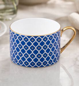 Imperial Gold Handle Green Trellis Mug Saucer, Model View