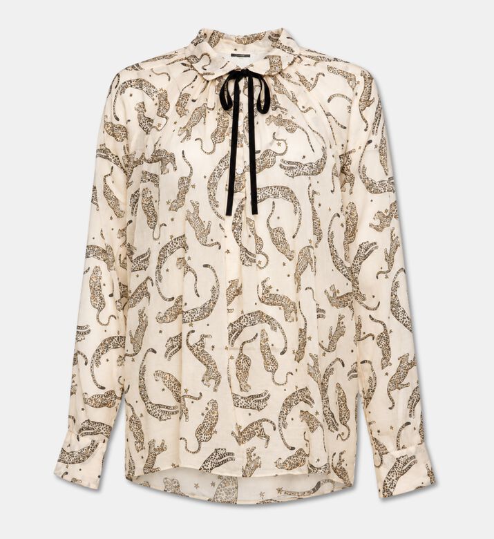 Forte-Forte Printed Leopard Tie-neck Blouse, Packshot View