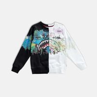 Graffiti Style Split Crew Sweatshirt