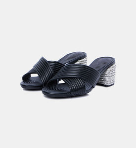 كعب مفتوح من الخلف معدني بأحجار الراين