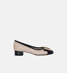 حذاء بكعب عالٍ جلد مبطّن بلونين