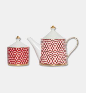 Imperial Bone China 10-piece Tea Set, Red, Packshot View