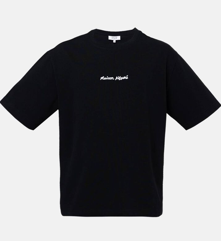 تيشيرت قطن بياقة دائرية بشعار أمامي