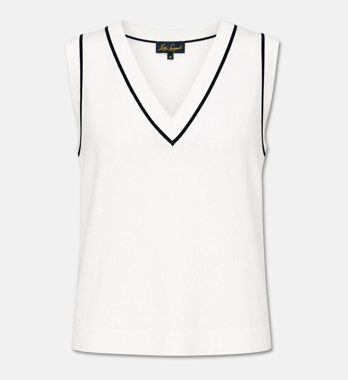 Luisa Spagnoli Knit V-neck Sleeveless Top, White, M, Packshot View