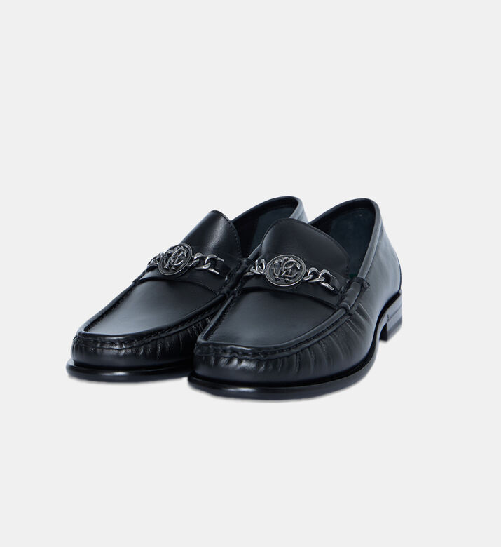 Chain-embellished Leather Loafers