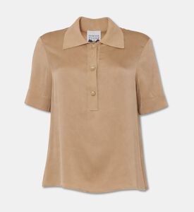 Edward Achour Paris Knitted Short-sleeve Polo Top, Beige, 44, Packshot View