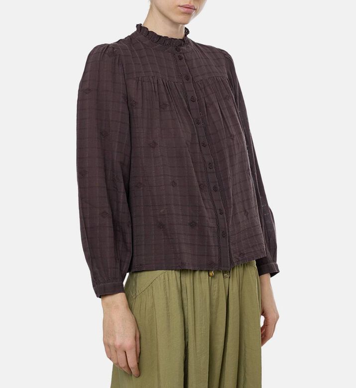 Ba and Sh Melody All-over Embroidery Blouse, Brown, Xs, Model View