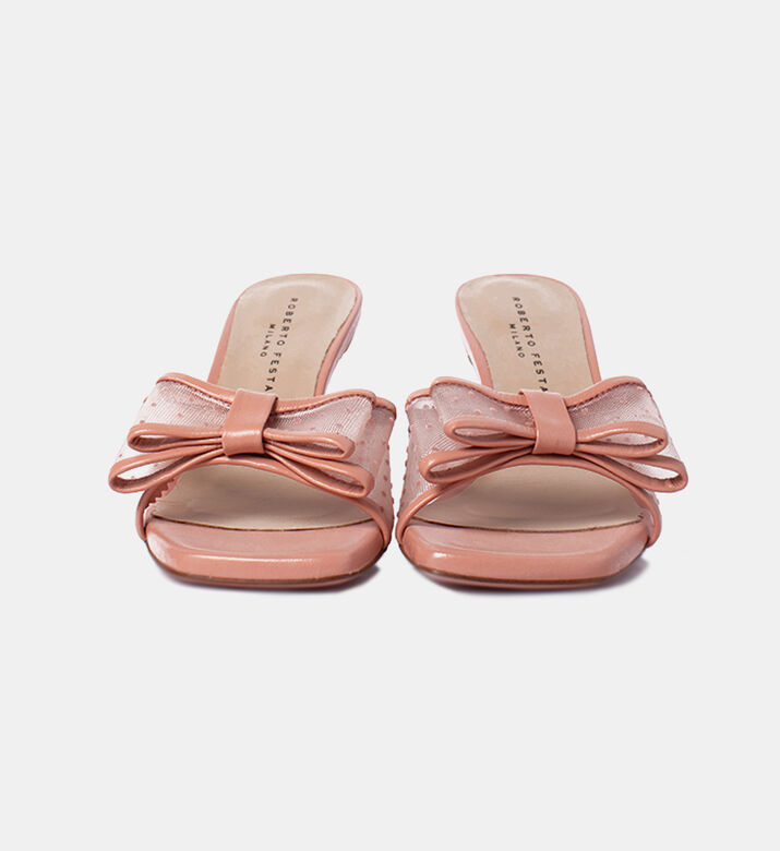 Polka Dot Tulle Bow Heeled Sandals