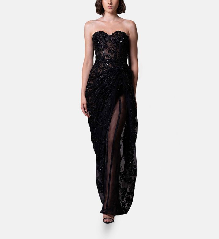 Jean Louis Sabaji Sequin-embellished Sleeveless Gown, Model View