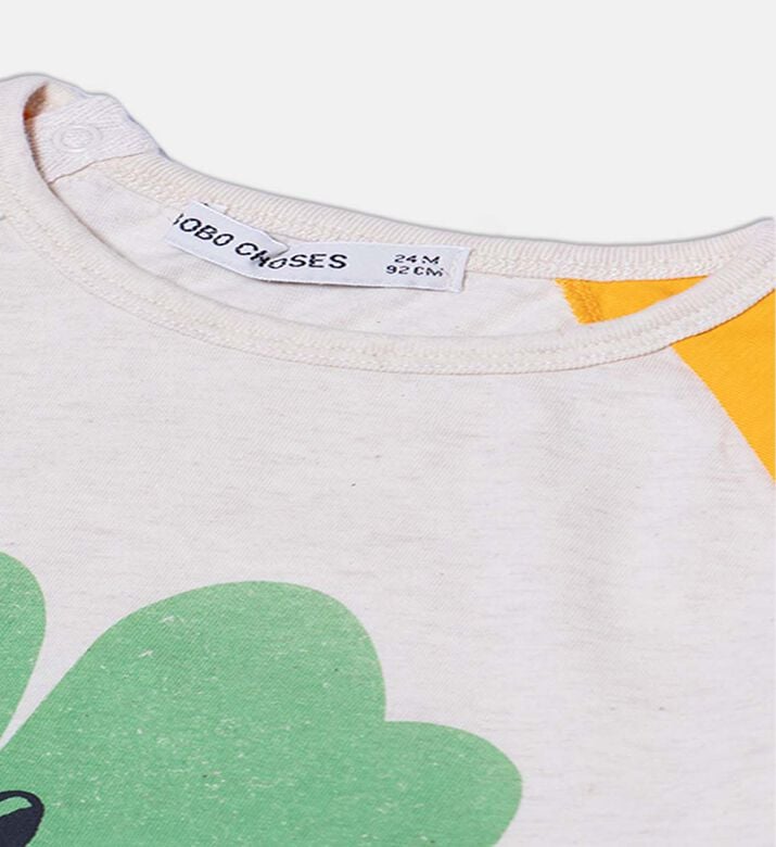 Bobo Choses Four-leaf Clover-print Contrasting Raglan Sleeves T-shirt, Packshot View Bobo Choses Four-leaf Clover-print Contrasting Raglan Sleeves T-shirt, Packshot View