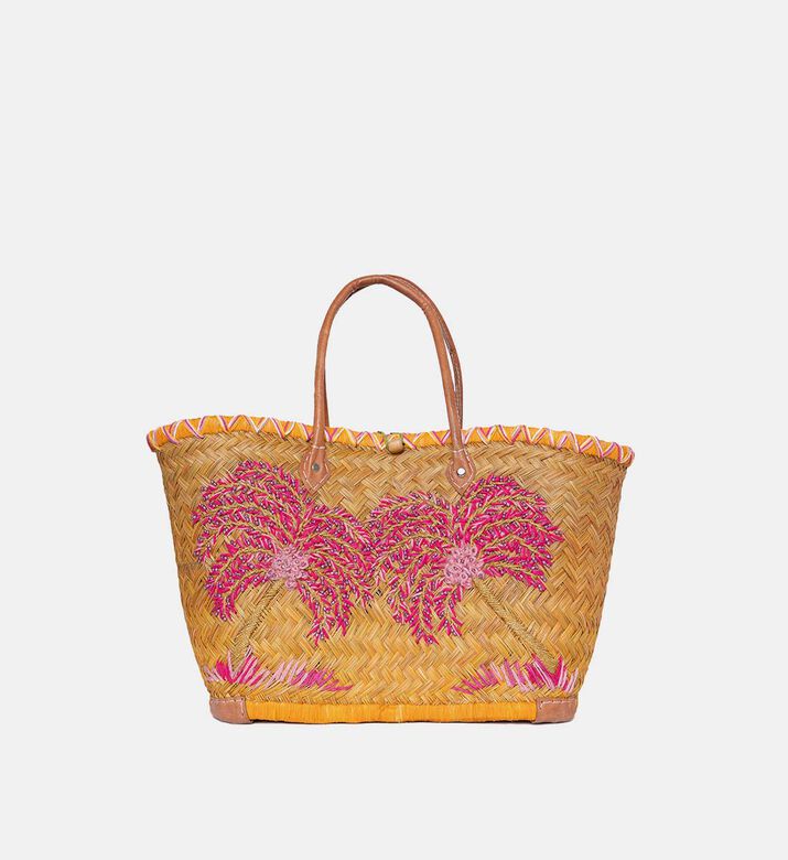 Straw Beaded Palm Tree Beach Bag