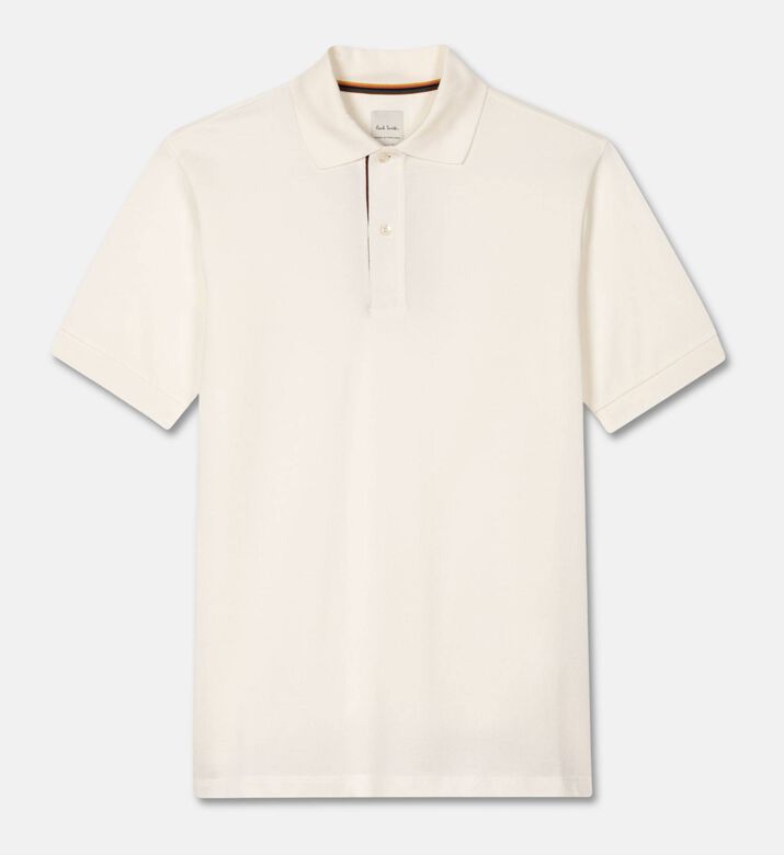 Paul Smith Contrasting Stripe Placket Polo Shirt, White, L, Packshot View