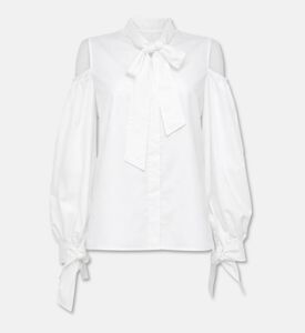 Blue For Burgundy Shoulder Cut-outs Self-tie Relaxed Blouse, Packshot View