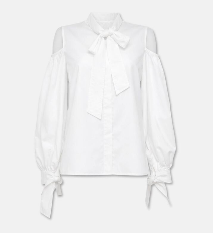 Blue For Burgundy Shoulder Cut-outs Self-tie Relaxed Blouse, Packshot View