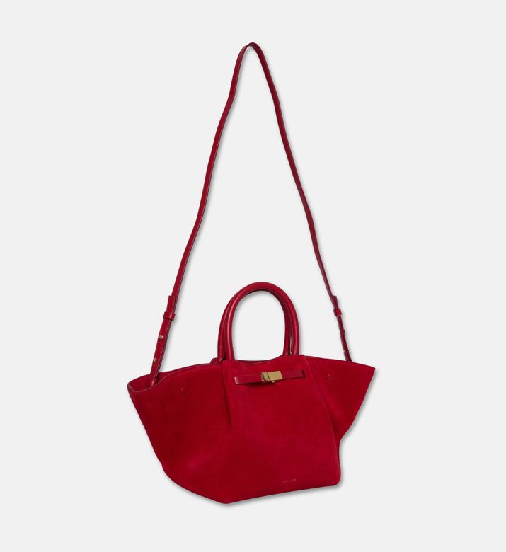 Demellier The Midi New York Suede Tote Bag, Red, Packshot View