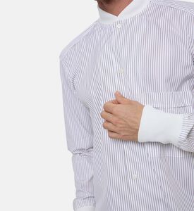 Plan C Stripe-print Ribbed Cuffs Shirt, White, 52, Model View