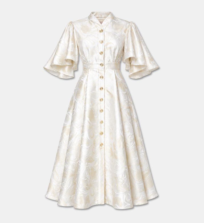 Poca and Poca Jacquard Button-down Flared Dress, Packshot View