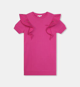 فستان بقطن تيري فرنسي مكشكش عند فتحات الذراعين