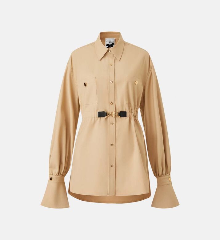 Cinched Waist Belted Utility Shirt