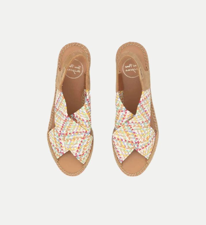 حذاء إسبادريل ماساي بكعب متوسط مخطط بمزيج قطن ورافيا