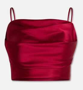 Savanna Draped Fitted Crop Top, Burgundy, S, Packshot View