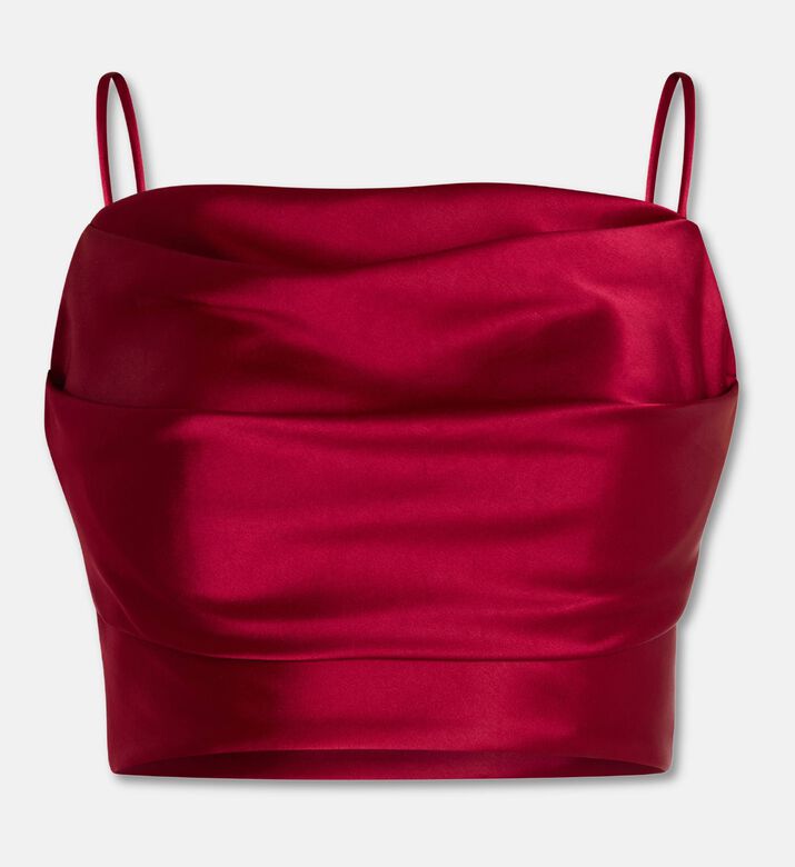 Savanna Draped Fitted Crop Top, Burgundy, S, Packshot View