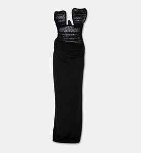 Christopher Esber Arced Mesh-detailing Plunge Neck Maxi Dress, Packshot View