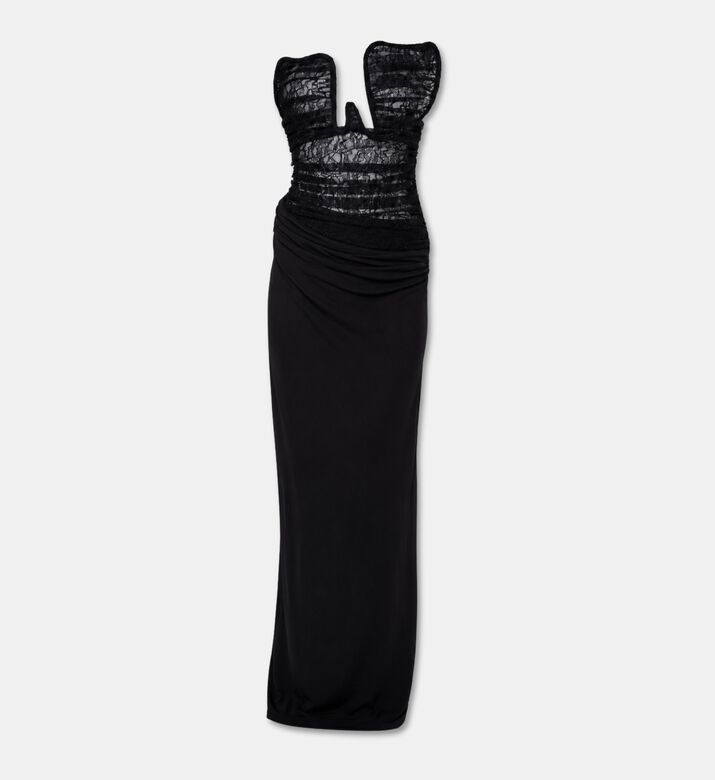 Christopher Esber Arced Mesh-detailing Plunge Neck Maxi Dress, Packshot View