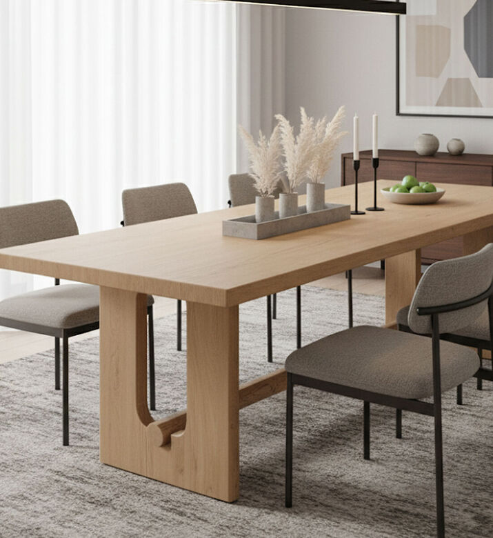 Home Deco and More Drayton Wood Dinning Table, Brown, 220x100x76-cm, Packshot View