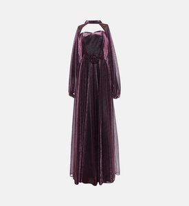 فستان طويل بكاب وتصميم هرمي