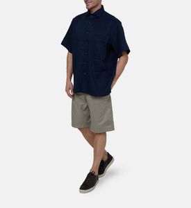 قميص بأكمام قصيرة بمزيج كتان