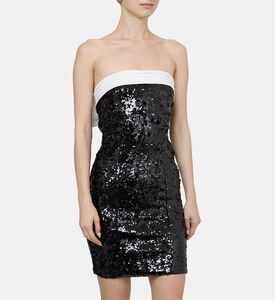 فستان قصير مزين بترتر